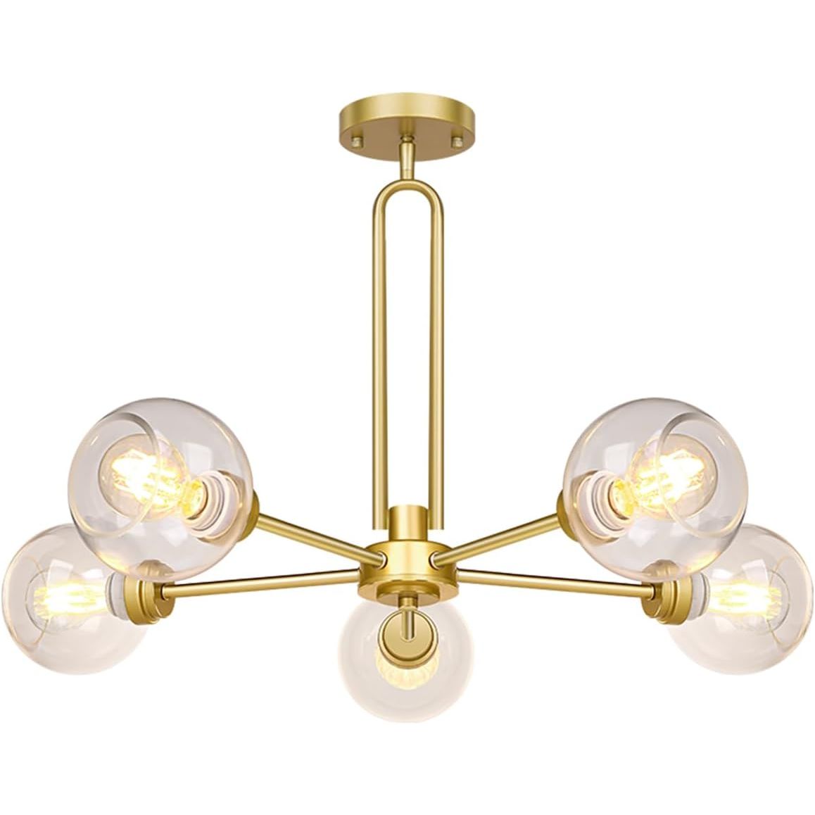 5-Light Matte Gold Globe Chandelier