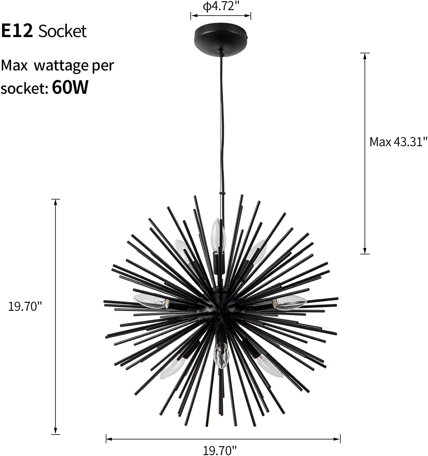 Black Sputnik Satellite Chandelier