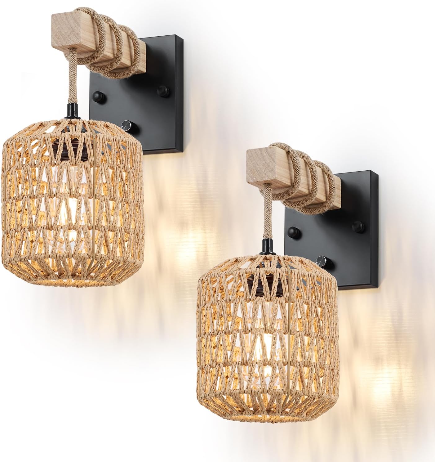 Rattan Boho Wall Sconce