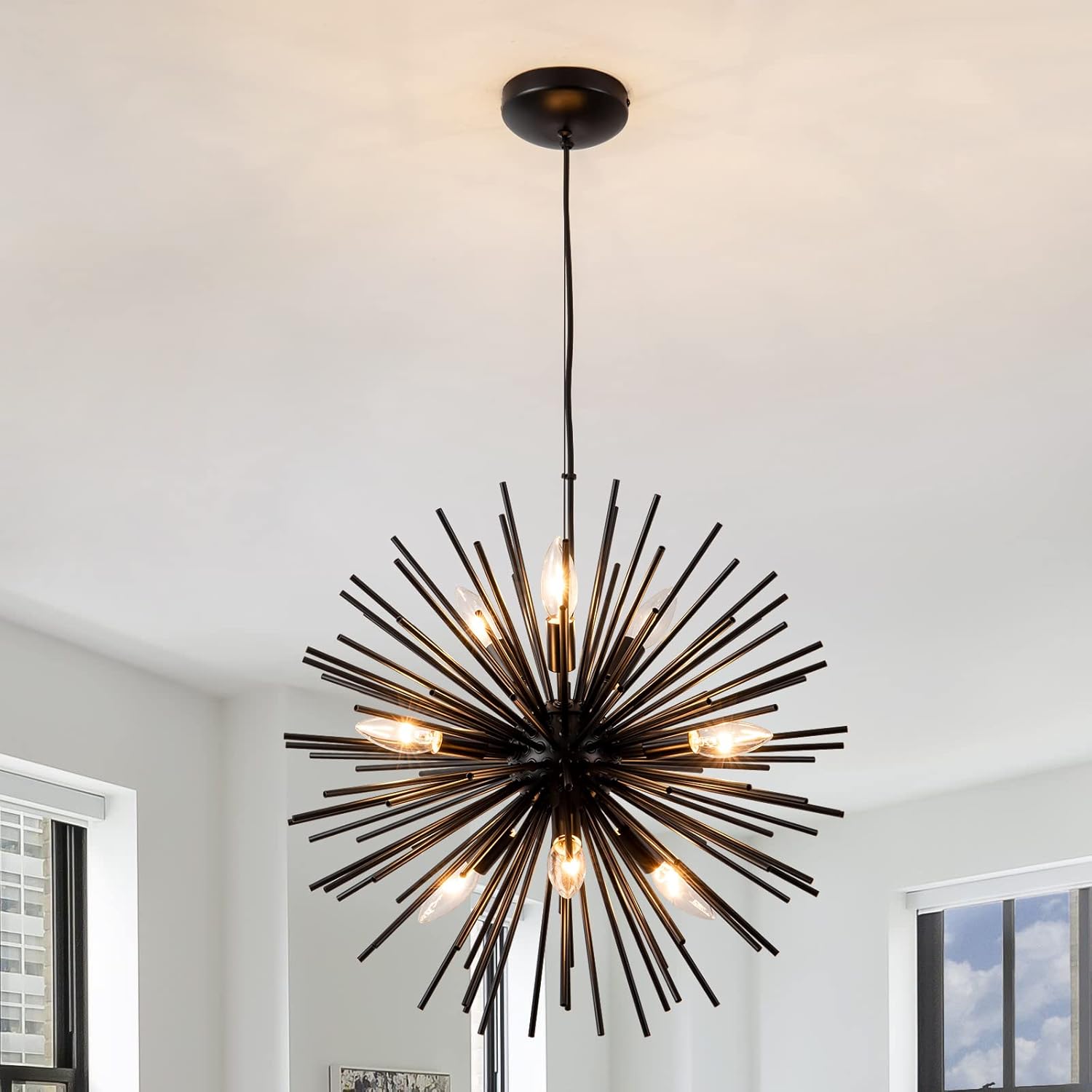 Black Sputnik Satellite Chandelier