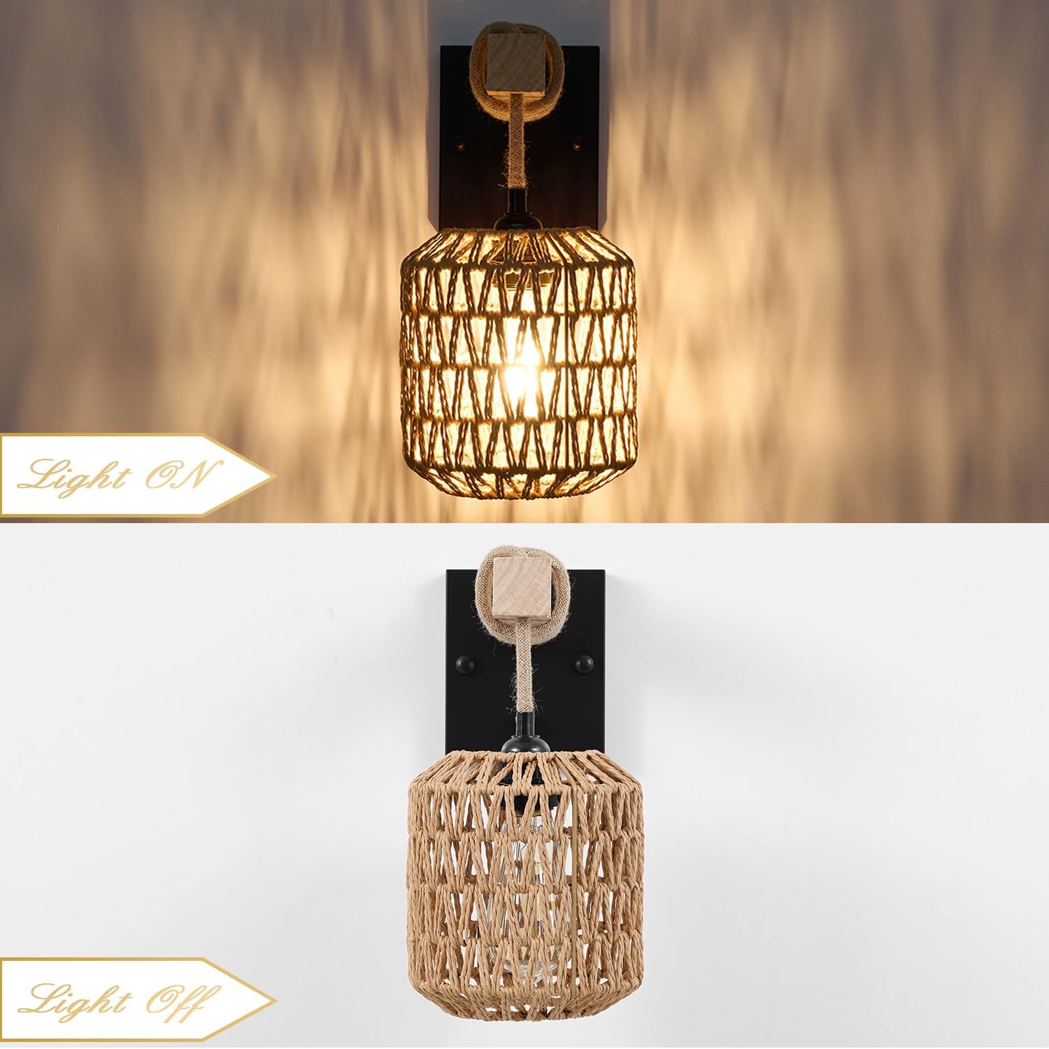 Rattan Boho Wall Sconce